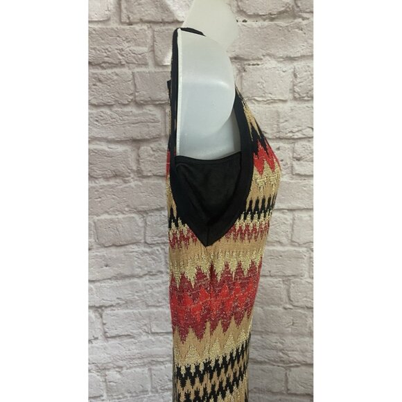 Boston Proper Small Metallic Midi Sweater Dress Stretch Woven Lined Zipper Back - Picture 6 of 10